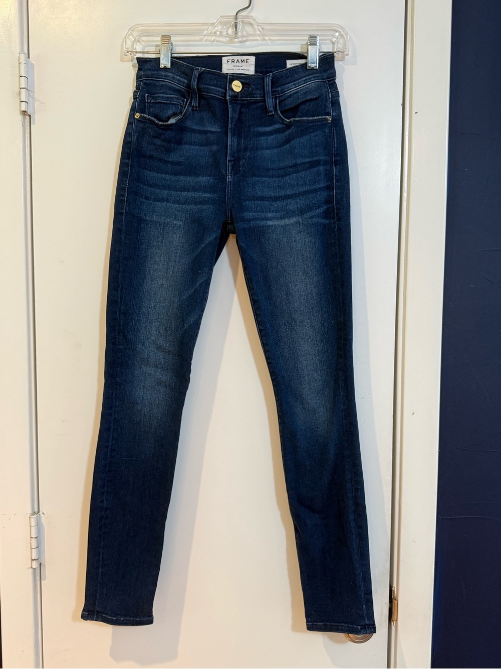 Frame Women's “Le Skinny de Jeanne Crop” Jeans in Dark Indigo